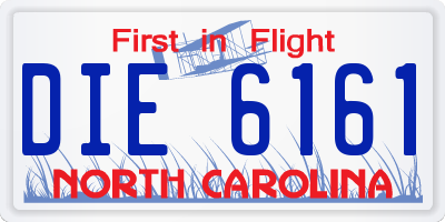 NC license plate DIE6161