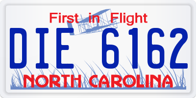 NC license plate DIE6162