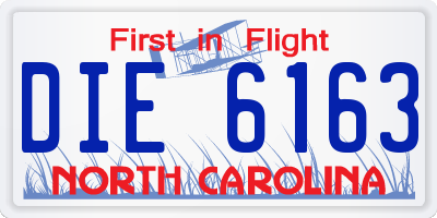 NC license plate DIE6163