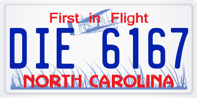 NC license plate DIE6167
