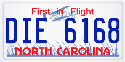 NC license plate DIE6168