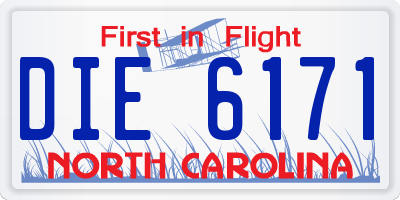 NC license plate DIE6171
