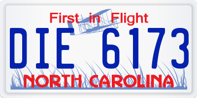 NC license plate DIE6173