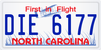 NC license plate DIE6177