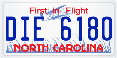 NC license plate DIE6180