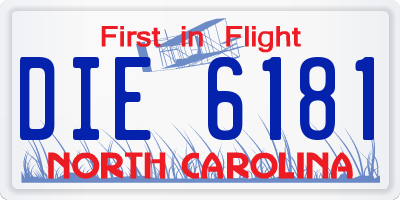 NC license plate DIE6181