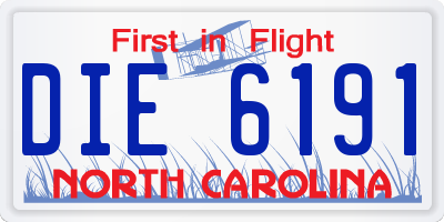 NC license plate DIE6191