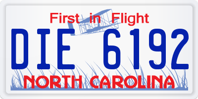 NC license plate DIE6192