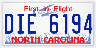 NC license plate DIE6194