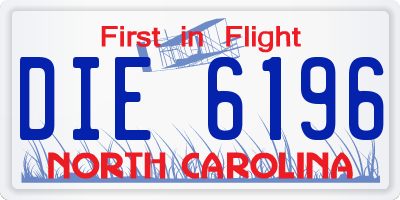 NC license plate DIE6196