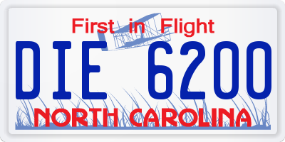 NC license plate DIE6200
