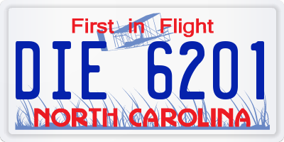 NC license plate DIE6201