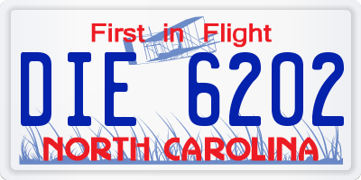 NC license plate DIE6202