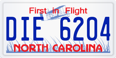NC license plate DIE6204