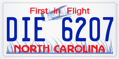 NC license plate DIE6207