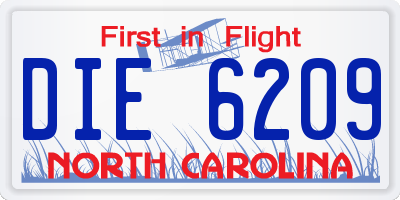 NC license plate DIE6209