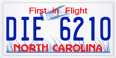 NC license plate DIE6210