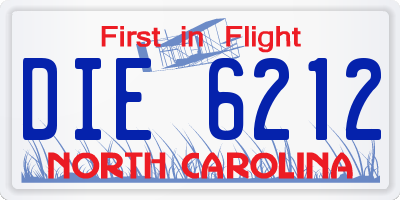 NC license plate DIE6212