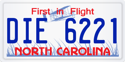 NC license plate DIE6221