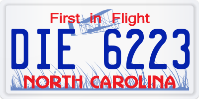 NC license plate DIE6223