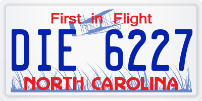 NC license plate DIE6227