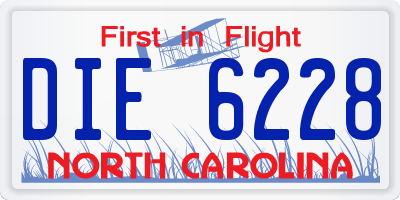 NC license plate DIE6228