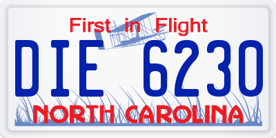NC license plate DIE6230