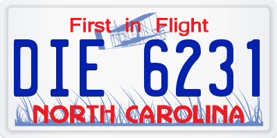 NC license plate DIE6231