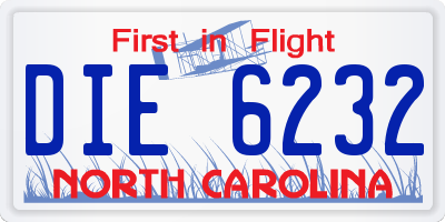 NC license plate DIE6232