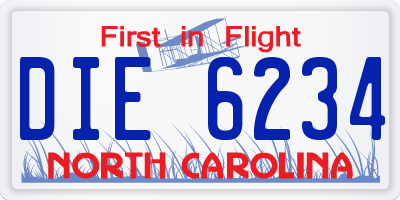 NC license plate DIE6234