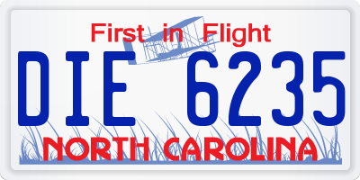 NC license plate DIE6235