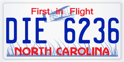 NC license plate DIE6236