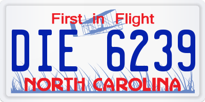 NC license plate DIE6239