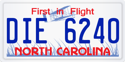 NC license plate DIE6240