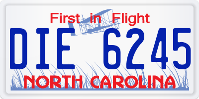 NC license plate DIE6245
