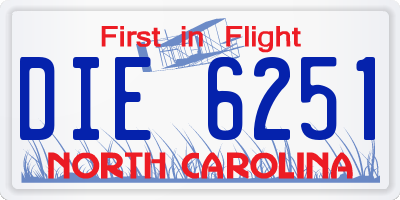 NC license plate DIE6251