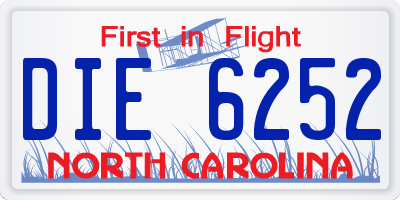 NC license plate DIE6252