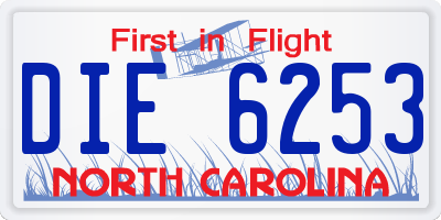 NC license plate DIE6253
