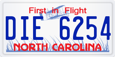 NC license plate DIE6254