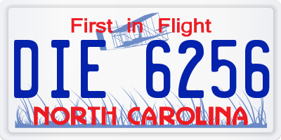 NC license plate DIE6256