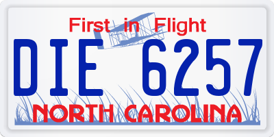 NC license plate DIE6257
