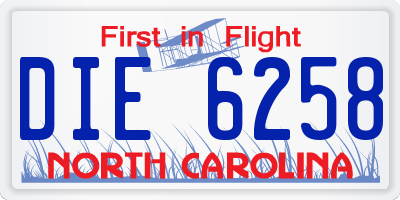 NC license plate DIE6258