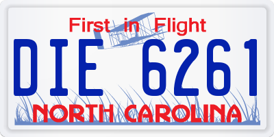 NC license plate DIE6261
