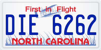 NC license plate DIE6262