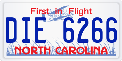 NC license plate DIE6266