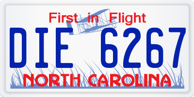 NC license plate DIE6267