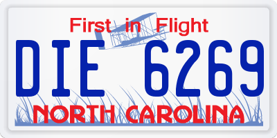 NC license plate DIE6269