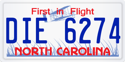 NC license plate DIE6274