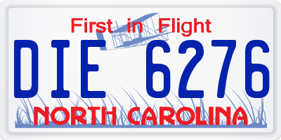 NC license plate DIE6276