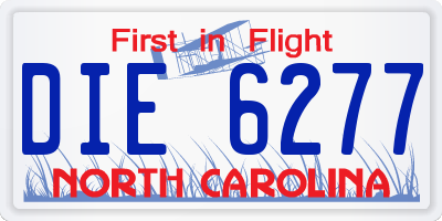 NC license plate DIE6277